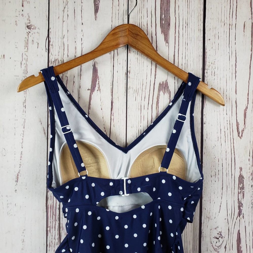 Old Navy One Piece Polka Dot Bathing Suit Womens Size Medium Bralette Blue - Picture 5 of 8